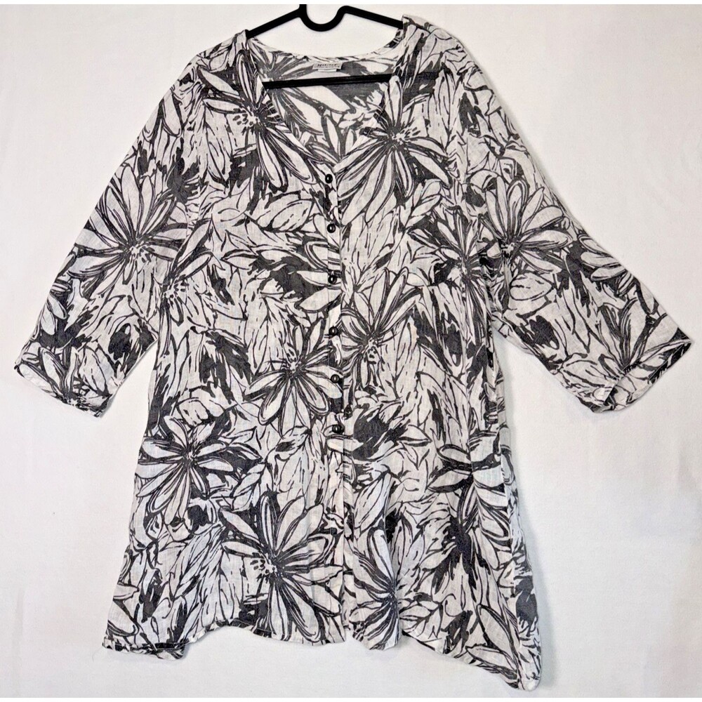 Habitat Clothes To Live In Linen Top/Bathing Suit Cover Beachy Lagenlook Sz XL